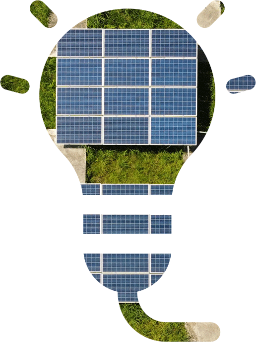 Solar panels arranged as a light bulb